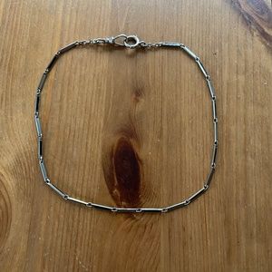 14 inch Metal Choker Necklace with Black Mother of Pearl Inlays
